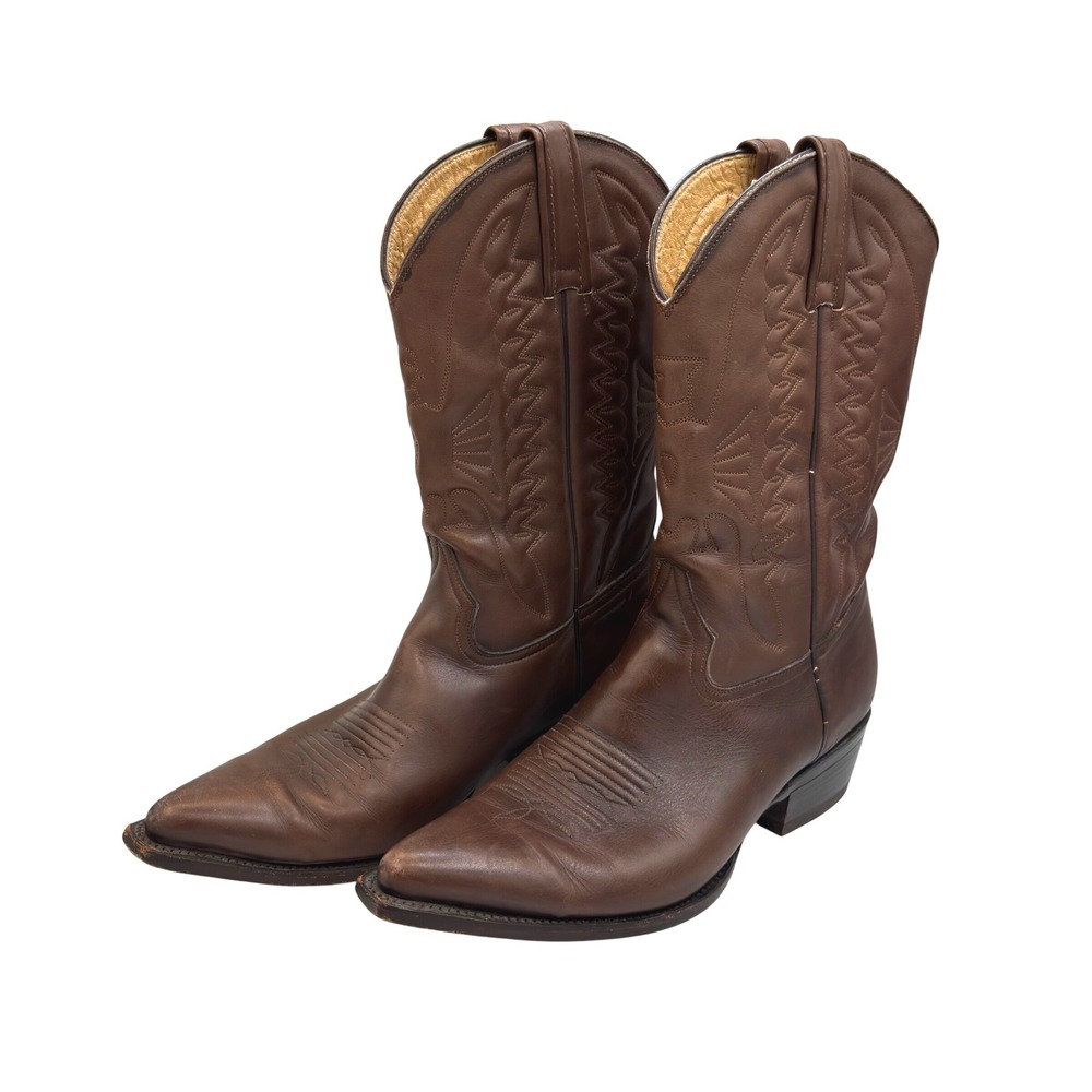 Caborca Botas Mens Brown Leather Western Cowboy Boots Snip Toe Size 27.5 9.5